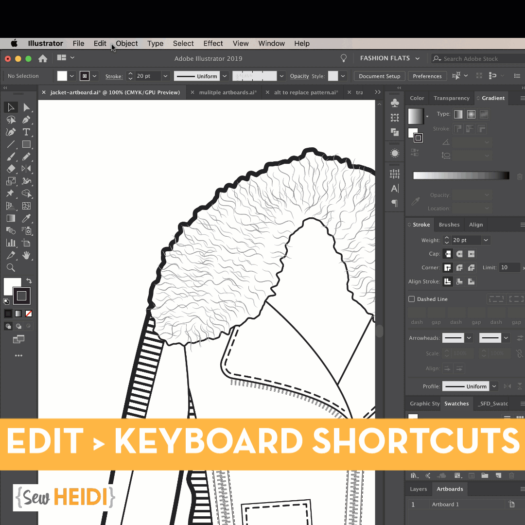 Adobe Illustrator shortcuts for fashion designers by Sew Heidi