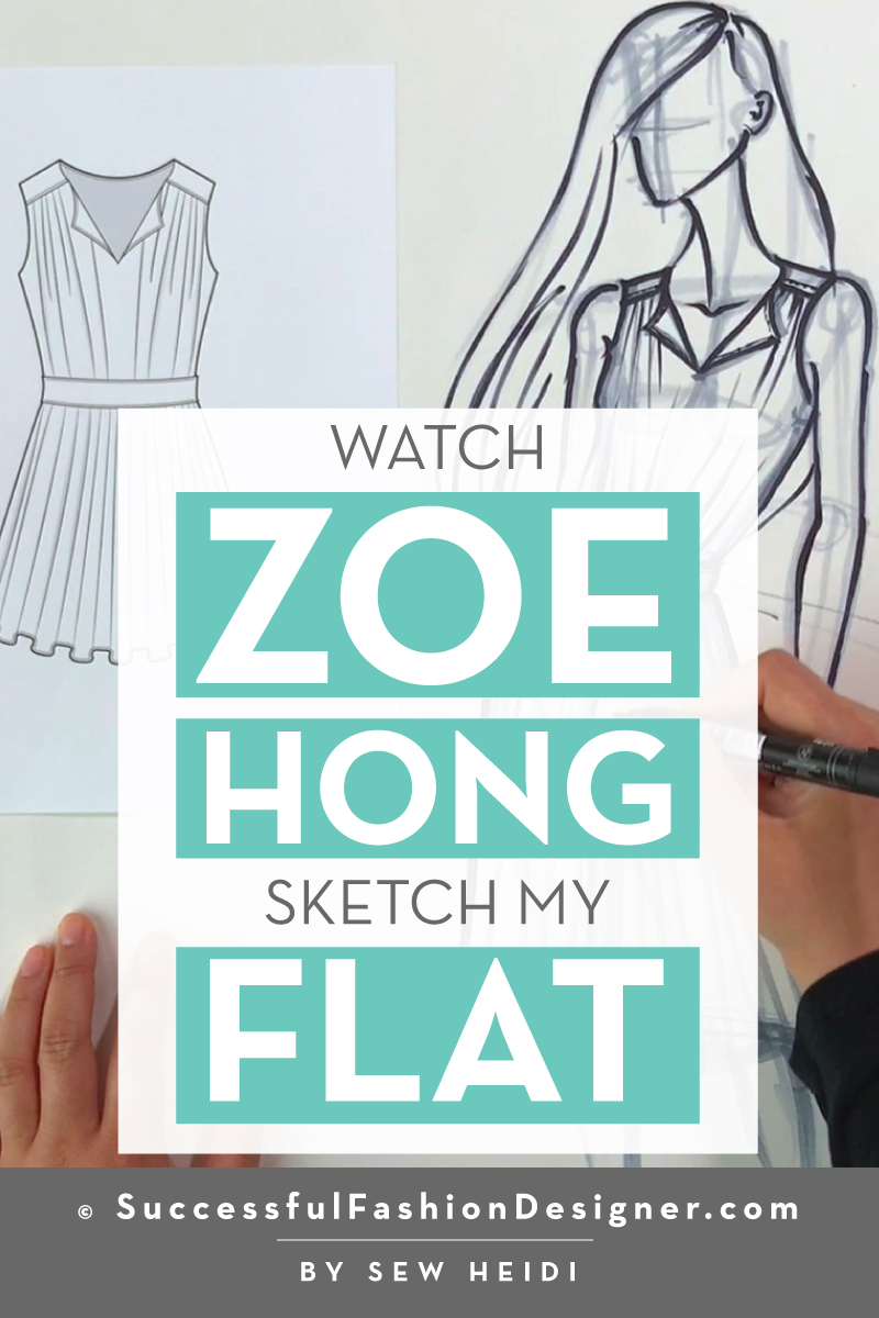 Zoe Hong Sketches Sew Heidi's Fashion Flat at YouTube Space LA